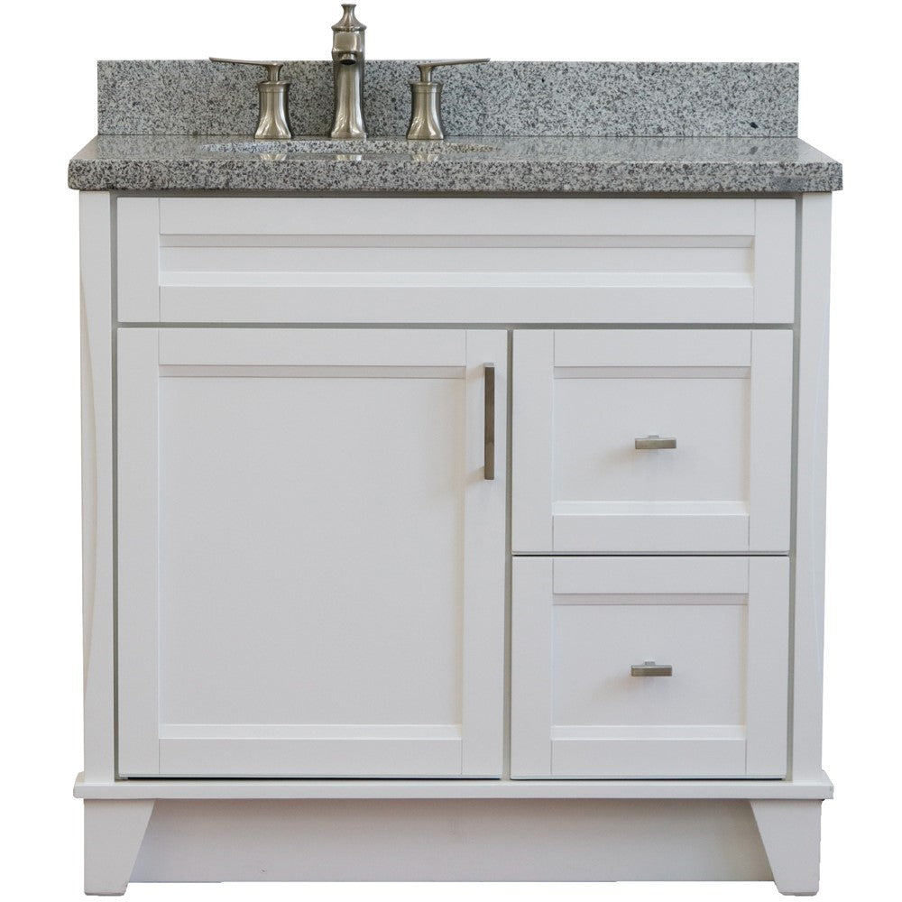 Bellaterra Home 37" Single sink vanity in White finish with Black galaxy granite and and Left door/Left sink - Luxe Bathroom Vanities