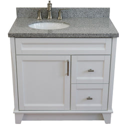 Bellaterra Home 37" Single sink vanity in White finish with Black galaxy granite and and Left door/Left sink - Luxe Bathroom Vanities