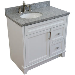 Bellaterra Home 37" Single sink vanity in White finish with Black galaxy granite and and Left door/Left sink - Luxe Bathroom Vanities