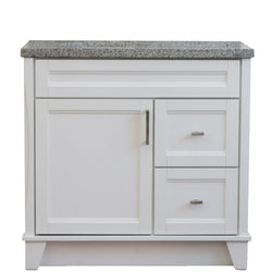 Bellaterra Home 37" Single sink vanity in White finish with Black galaxy granite and and Left door/Left sink - Luxe Bathroom Vanities