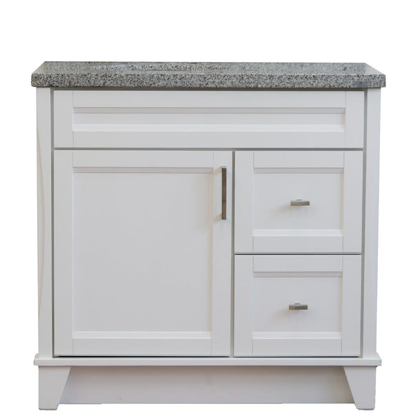 Bellaterra Home 37" Single sink vanity in White finish with Black galaxy granite and and Left door/Left sink - Luxe Bathroom Vanities