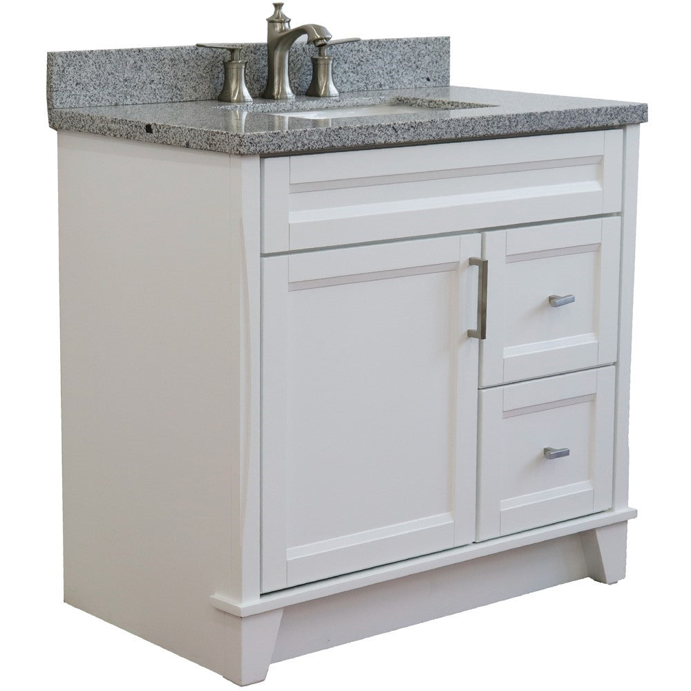 Bellaterra Home 37" Single sink vanity in White finish with Black galaxy granite and Left door/Center sink - Luxe Bathroom Vanities