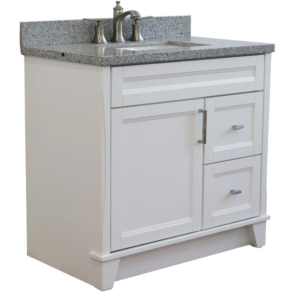 Bellaterra Home 37" Single sink vanity in White finish with Black galaxy granite and Left door/Center sink - Luxe Bathroom Vanities