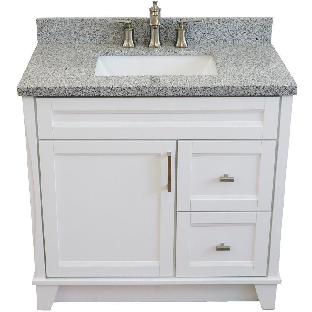 Bellaterra Home 37" Single sink vanity in White finish with Black galaxy granite and Left door/Center sink - Luxe Bathroom Vanities