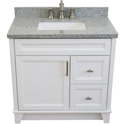 Bellaterra Home 37" Single sink vanity in White finish with Black galaxy granite and Left door/Center sink - Luxe Bathroom Vanities