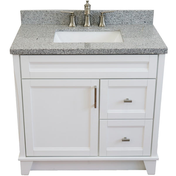 Bellaterra Home 37" Single sink vanity in White finish with Black galaxy granite and Left door/Center sink - Luxe Bathroom Vanities