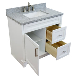 Bellaterra Home 37" Single sink vanity in White finish with Black galaxy granite and Left door/Center sink - Luxe Bathroom Vanities