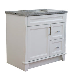 Bellaterra Home 37" Single sink vanity in White finish with Black galaxy granite and Left door/Center sink - Luxe Bathroom Vanities