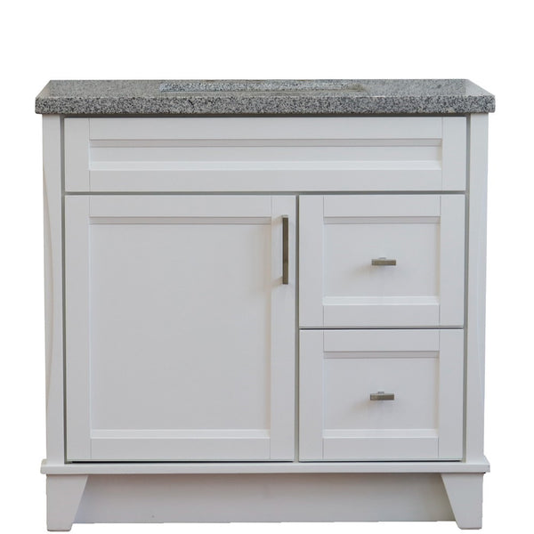 Bellaterra Home 37" Single sink vanity in White finish with Black galaxy granite and Left door/Center sink - Luxe Bathroom Vanities