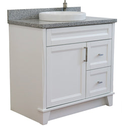 Bellaterra Home 37" Single sink vanity in White finish with White carrara marble and Left door/Round Center sink - Luxe Bathroom Vanities