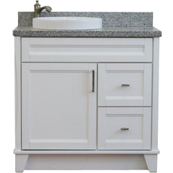 Bellaterra Home 37" Single sink vanity in White finish with Black galaxy granite and Left door/Round Left sink - Luxe Bathroom Vanities