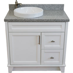 Bellaterra Home 37" Single sink vanity in White finish with Black galaxy granite and Left door/Round Left sink - Luxe Bathroom Vanities