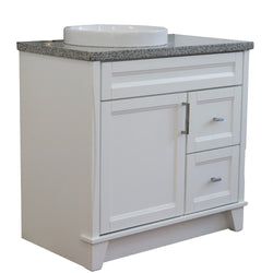 Bellaterra Home 37" Single sink vanity in White finish with Black galaxy granite and Left door/Round Left sink - Luxe Bathroom Vanities