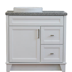 Bellaterra Home 37" Single sink vanity in White finish with Black galaxy granite and Left door/Round Left sink - Luxe Bathroom Vanities