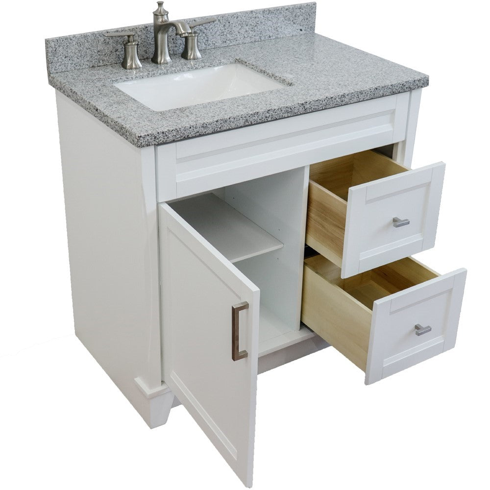 Bellaterra Home 37" Single sink vanity in White finish with Black galaxy granite and Left door/Left sink - Luxe Bathroom Vanities