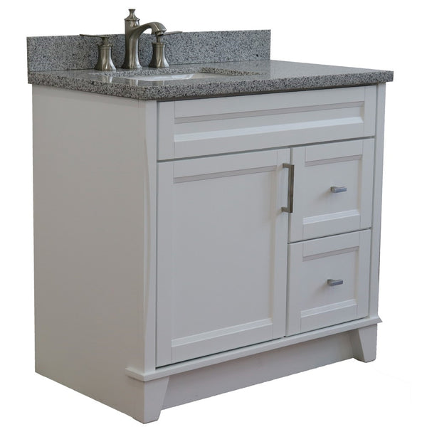 Bellaterra Home 37" Single sink vanity in White finish with Black galaxy granite and Left door/Left sink - Luxe Bathroom Vanities