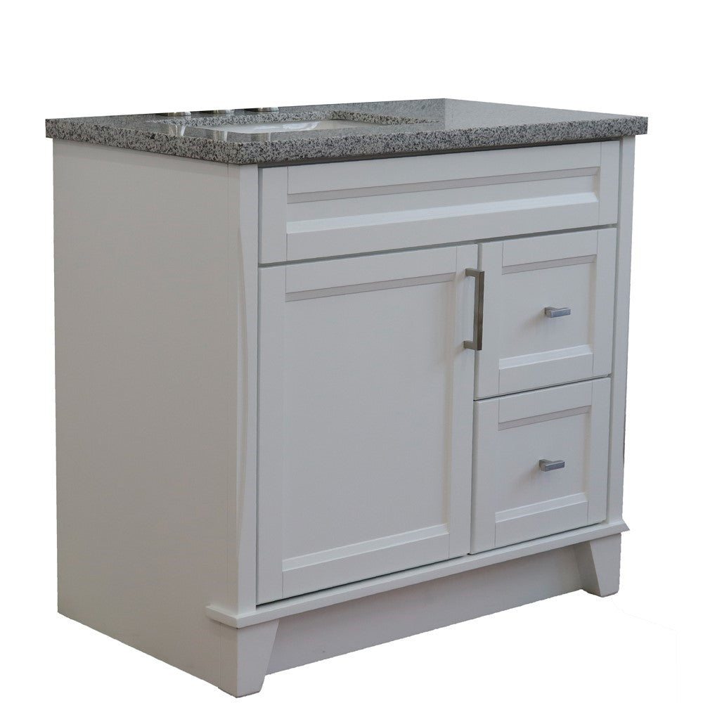 Bellaterra Home 37" Single sink vanity in White finish with Black galaxy granite and Left door/Left sink - Luxe Bathroom Vanities