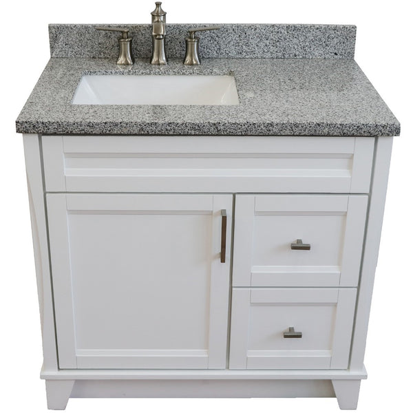 Bellaterra Home 37" Single sink vanity in White finish with Black galaxy granite and Left door/Left sink - Luxe Bathroom Vanities