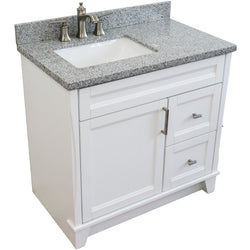 Bellaterra Home 37" Single sink vanity in White finish with Black galaxy granite and Left door/Left sink - Luxe Bathroom Vanities