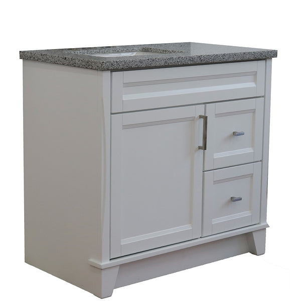 Bellaterra Home 37" Single sink vanity in White finish with Black galaxy granite and Left door/Left sink - Luxe Bathroom Vanities