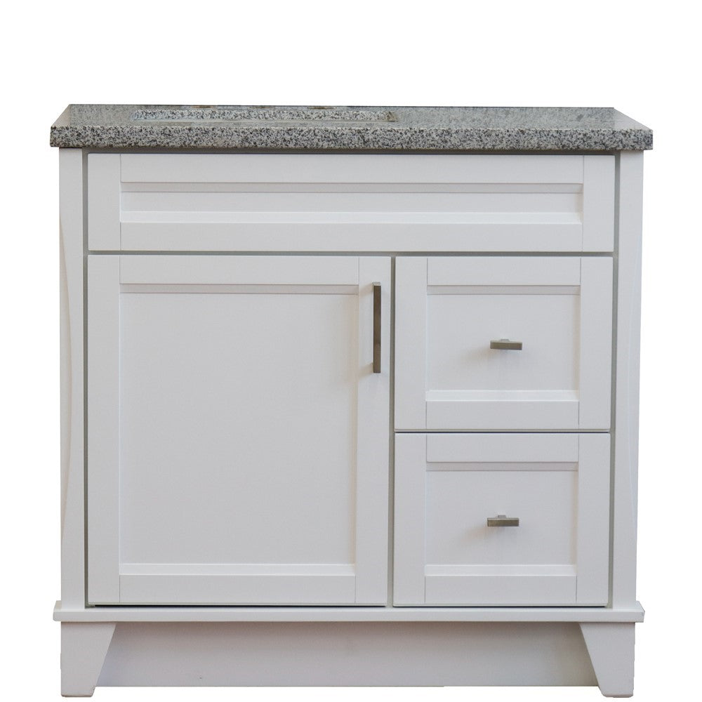 Bellaterra Home 37" Single sink vanity in White finish with Black galaxy granite and Left door/Left sink - Luxe Bathroom Vanities