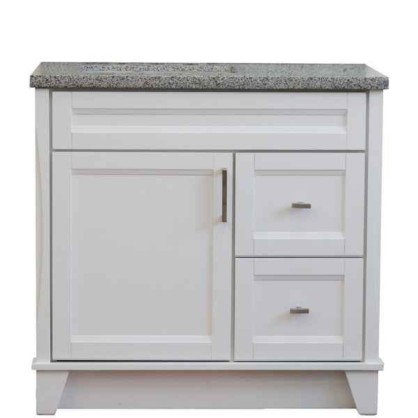 Bellaterra Home 37" Single sink vanity in White finish with Black galaxy granite and Left door/Left sink - Luxe Bathroom Vanities