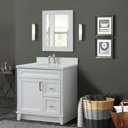 Bellaterra Home 37" Single sink vanity in White finish with Black galaxy granite and Left door/Center sink - Luxe Bathroom Vanities