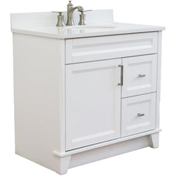 Bellaterra Home 37" Single sink vanity in White finish with Black galaxy granite and Left door/Center sink - Luxe Bathroom Vanities