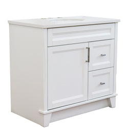 Bellaterra Home 37" Single sink vanity in White finish with Black galaxy granite and Left door/Center sink - Luxe Bathroom Vanities