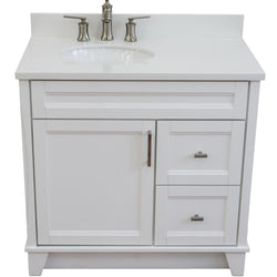 Bellaterra Home 37" Single sink vanity in White finish with Black galaxy granite and and Left door/Left sink - Luxe Bathroom Vanities