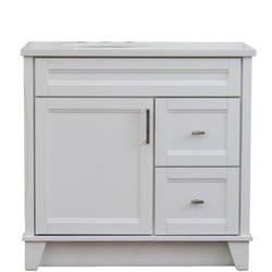 Bellaterra Home 37" Single sink vanity in White finish with Black galaxy granite and and Left door/Left sink - Luxe Bathroom Vanities