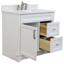 Bellaterra Home 37" Single sink vanity in White finish with Black galaxy granite and Left door/Center sink - Luxe Bathroom Vanities