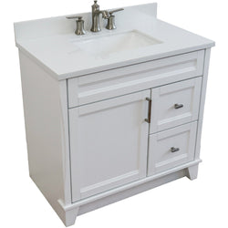 Bellaterra Home 37" Single sink vanity in White finish with Black galaxy granite and Left door/Center sink - Luxe Bathroom Vanities