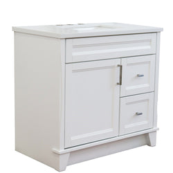 Bellaterra Home 37" Single sink vanity in White finish with Black galaxy granite and Left door/Center sink - Luxe Bathroom Vanities