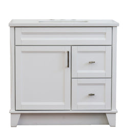 Bellaterra Home 37" Single sink vanity in White finish with Black galaxy granite and Left door/Center sink - Luxe Bathroom Vanities