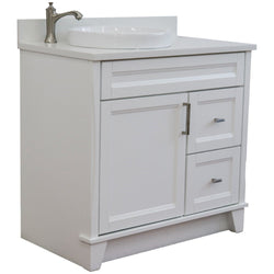 Bellaterra Home 37" Single sink vanity in White finish with Black galaxy granite and Left door/Round Left sink - Luxe Bathroom Vanities