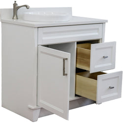 Bellaterra Home 37" Single sink vanity in White finish with Black galaxy granite and Left door/Round Left sink - Luxe Bathroom Vanities