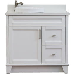 Bellaterra Home 37" Single sink vanity in White finish with Black galaxy granite and Left door/Round Left sink - Luxe Bathroom Vanities