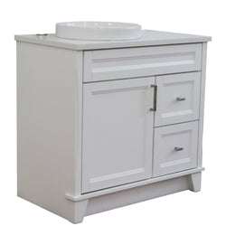 Bellaterra Home 37" Single sink vanity in White finish with Black galaxy granite and Left door/Round Left sink - Luxe Bathroom Vanities