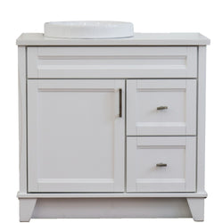 Bellaterra Home 37" Single sink vanity in White finish with Black galaxy granite and Left door/Round Left sink - Luxe Bathroom Vanities
