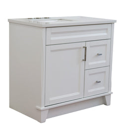 Bellaterra Home 37" Single sink vanity in White finish with Black galaxy granite and Left door/Left sink - Luxe Bathroom Vanities