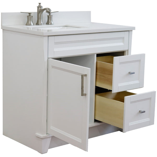 Bellaterra Home 37" Single sink vanity in White finish with Black galaxy granite and Left door/Left sink - Luxe Bathroom Vanities