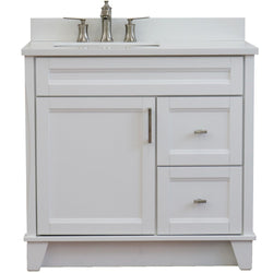 Bellaterra Home 37" Single sink vanity in White finish with Black galaxy granite and Left door/Left sink - Luxe Bathroom Vanities