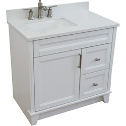 Bellaterra Home 37" Single sink vanity in White finish with Black galaxy granite and Left door/Left sink - Luxe Bathroom Vanities