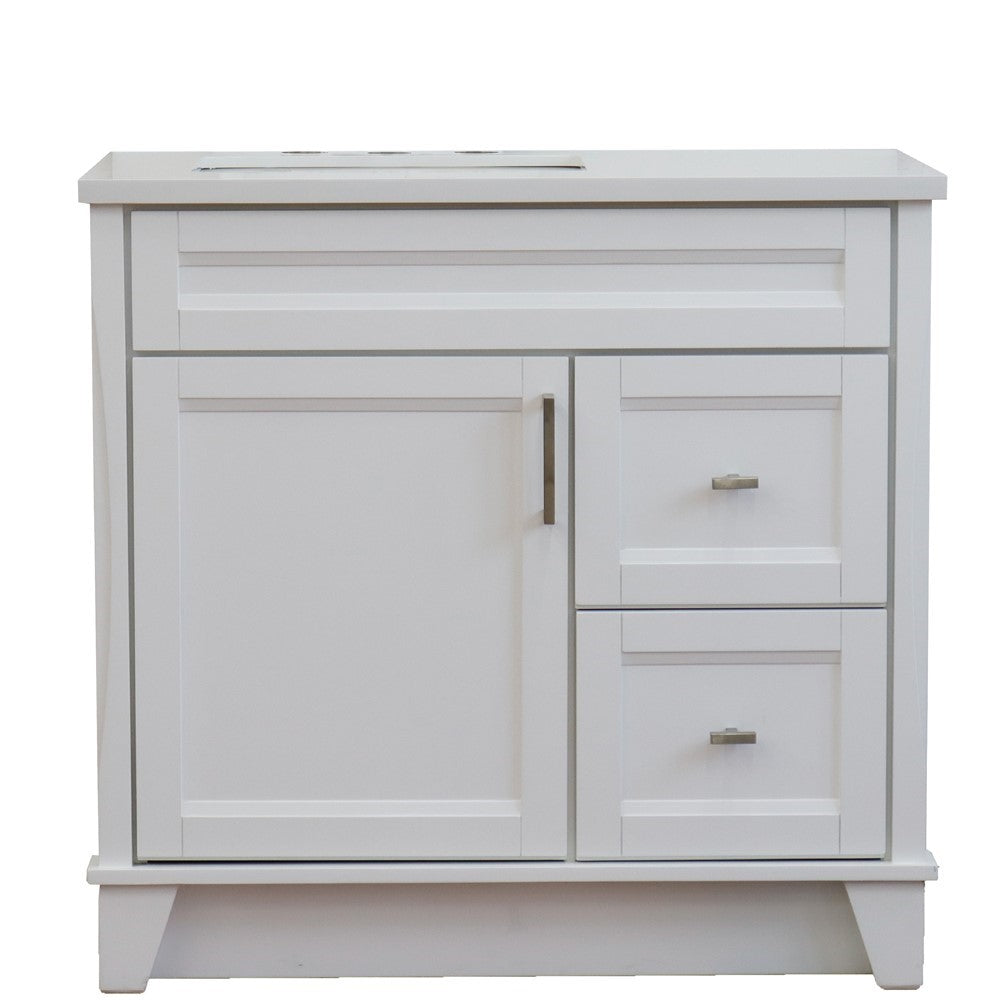 Bellaterra Home 37" Single sink vanity in White finish with Black galaxy granite and Left door/Left sink - Luxe Bathroom Vanities