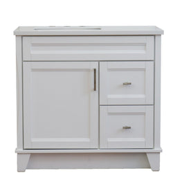 Bellaterra Home 37" Single sink vanity in White finish with Black galaxy granite and Left door/Left sink - Luxe Bathroom Vanities