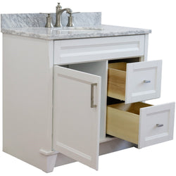 Bellaterra Home 37" Single sink vanity in White finish with Black galaxy granite and Left door/Center sink - Luxe Bathroom Vanities