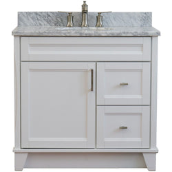 Bellaterra Home 37" Single sink vanity in White finish with Black galaxy granite and Left door/Center sink - Luxe Bathroom Vanities