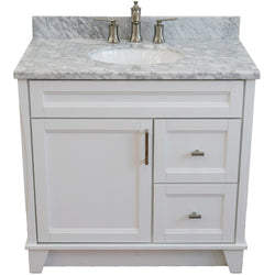 Bellaterra Home 37" Single sink vanity in White finish with Black galaxy granite and Left door/Center sink - Luxe Bathroom Vanities