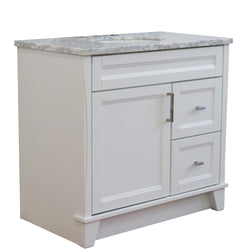 Bellaterra Home 37" Single sink vanity in White finish with Black galaxy granite and Left door/Center sink - Luxe Bathroom Vanities